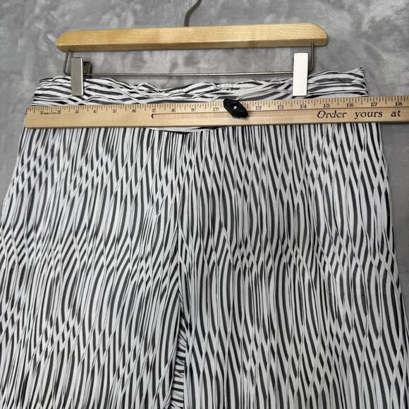 IC by Connie K Pants Womens Large Black White Wide Leg Pleated Pattern Artsy - Picture 6 of 11